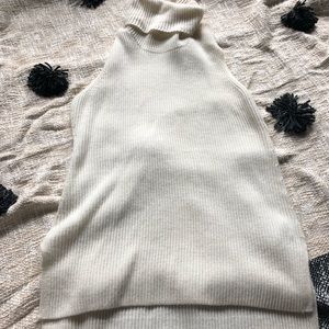 Cream cut off turtle neck